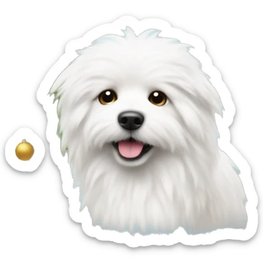  white fluffy dog and Christmas tree sticker