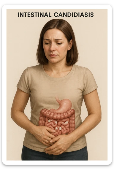donna con candida intestinale realistic sticker