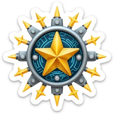 symbol combining elements of a circuit and a star, no text sticker