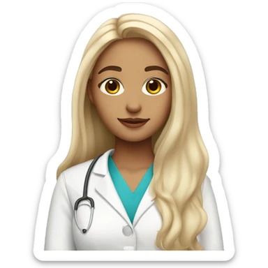 Nursing student with platinum long hair and no glasses no mask and dimples and light makeup sticker