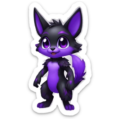 Anthro-Edgy-Cool-Black-Purple-Contrast-Colors-Fantasy-Fur-Sona-Chibi-Shiny-Fakémon-Hybrid full body sticker