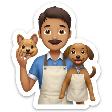 hombre vestido de perro vendedor  sticker