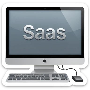 technical looking computer with text "SaaS" sticker