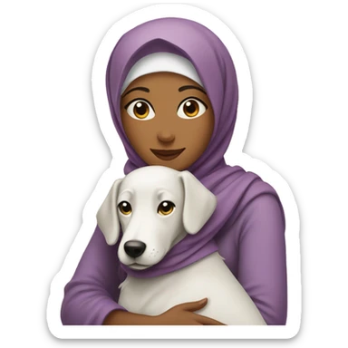 pretty woman with hijab hugging a dog sticker
