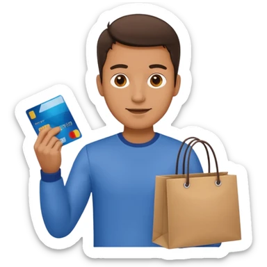 emoji of a man with a credit card and a shopping bag sticker