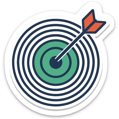 A target with navy rings and a vibrant green bullseye, with an arrow, sticker style sticker