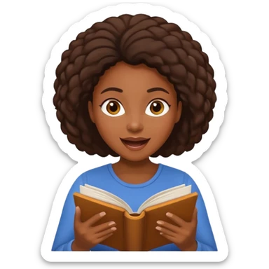 Black woman Excited reading a book  sticker