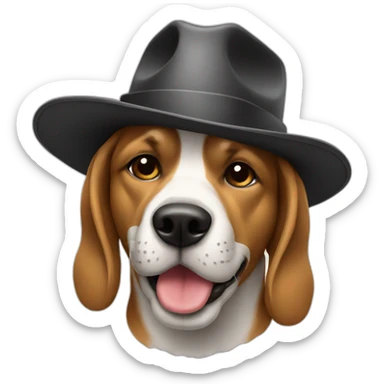 dog wearing hat and smoking sticker