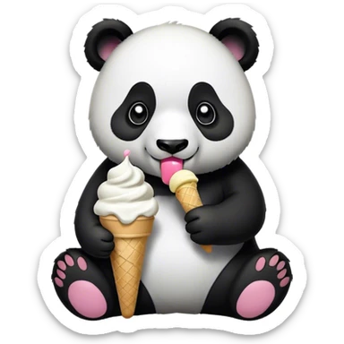 Panda eating ice cream sticker