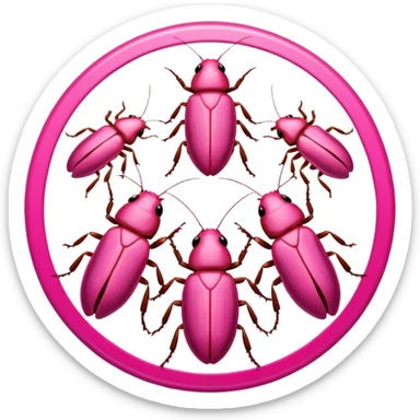 Multiple pink cockroaches in a circle  sticker