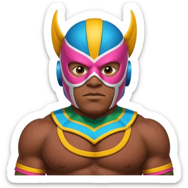 Mexican wrestler portrait, head and shoulders only, colorful luchador mask, muscular collar, confident expression, 3D cartoon, mobile game icon style, clean background, no text, no watermark
 sticker