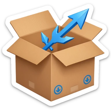 package box with arrows circling around it sticker