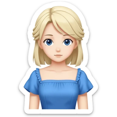 an anime Girl character in blue dress sticker