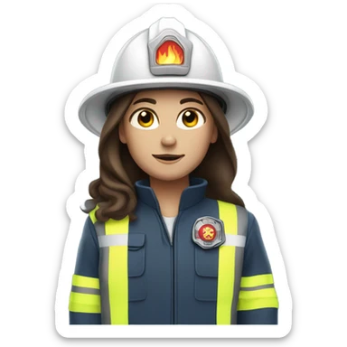 Brunette with long hair and blue eyes fire woman  sticker