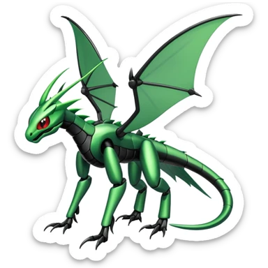 Gothic Black Edgy Futuristic Flygon-Scyther-Fakemon-hybrid Full Body sticker