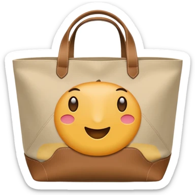 generate an ios genmoji of tote bag beige, plain sticker