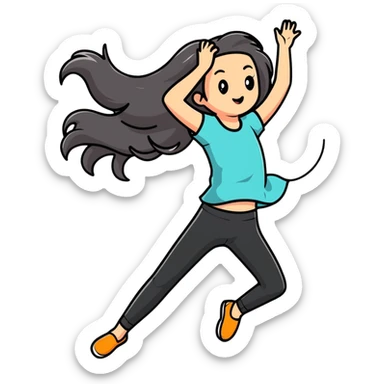 A girl flipping her his back  sticker