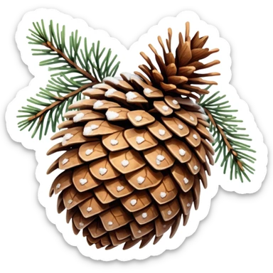 A snowy Spruce pinecone sticker
