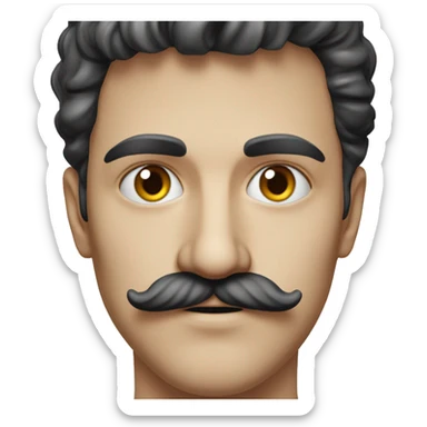 guy 20 years old iranian with moustache in 1970 photorealistic serious sticker