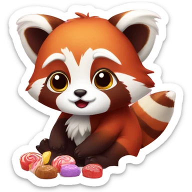 red panda with sweets sticker