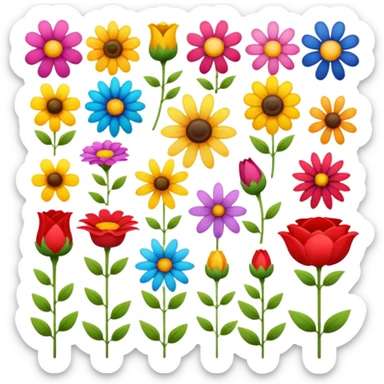 Various types of flowers sticker