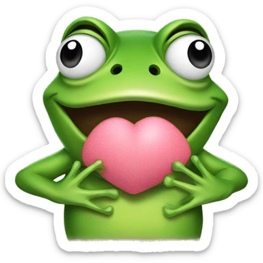 A frog throws a kiss sticker