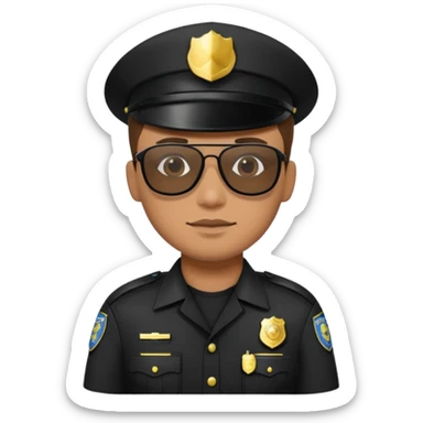 police wear black uniform and black sunglasses sticker