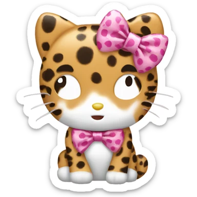 Hello kitty with a cheetah print bow sticker