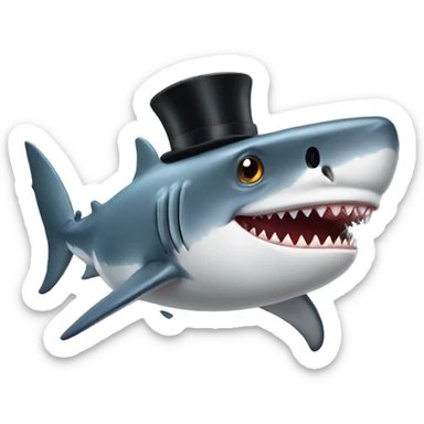 Shark with a top hat sticker