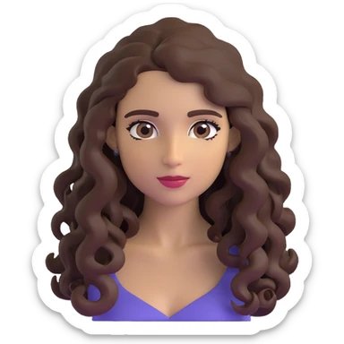 attractive Greek woman with long curly dark brown hair and light skin sticker