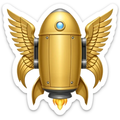 gold ancient wide jetpack with extremely wide rocket wings and engraved patterns, back view, no fire sticker