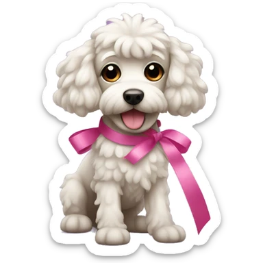 caniche with ribbons sticker