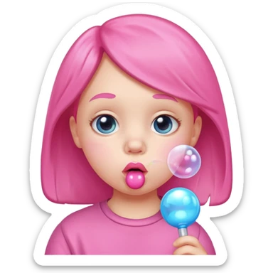 The white child is a STICK at the lips, blowing sticker