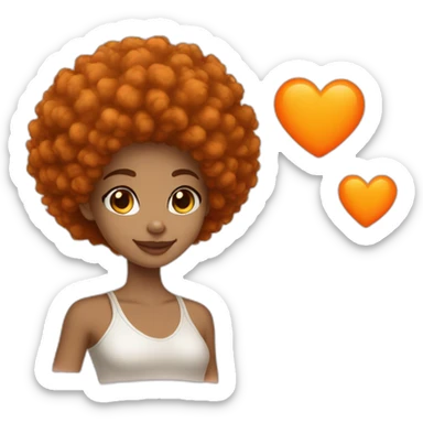 Light skin girl afro orange with handheart sticker