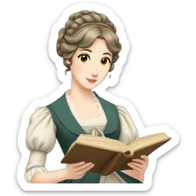 jane austen manga character reading sticker