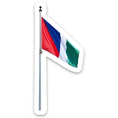 Een rechthoekige vlag bestaande uit vier verticale banen in de kleuren blauw - wit - groen - rood, waarvan de lengten zich verhouden als 1:1:1:6. en de kleuren gaan van links naar rechts. en de vlag m oet recht em plat. sticker