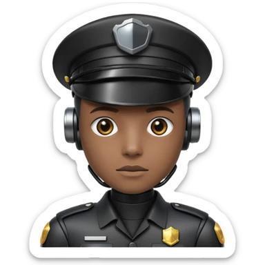 black half robot cop sticker