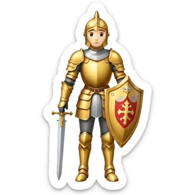 a knight in gold armor sticker