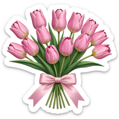 light pink tulip bouquet with light pink bow sticker