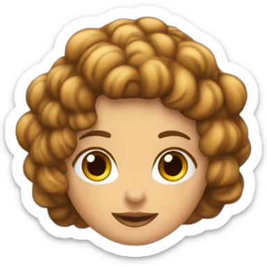 Chica saludando que sea delgada con cabello café ondulado, ojos café, que tenga un suéter blanco sticker