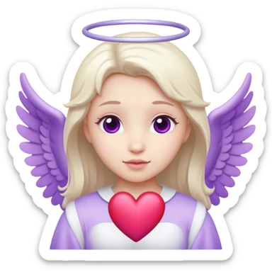 love cupid purple cute no human, an angel with heart, a withe angel sticker