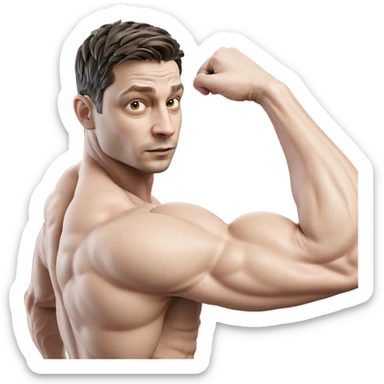 muscular man flexing indoors sticker