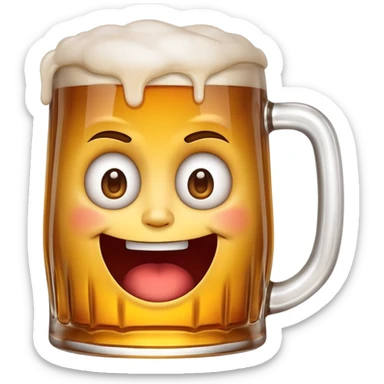 Make 5 beer mug emoji with a face. Emotions: joy, anger, hatred, bewilderment, laughter. sticker