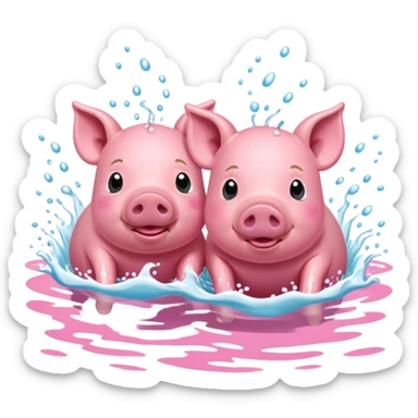 2 pigs swimming in the ocean sticker
