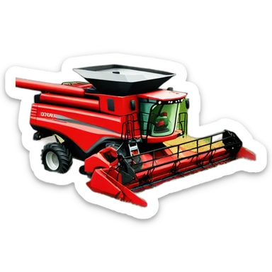 red combine harvester sticker
