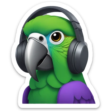 parrot with purple hoodie and gamer headset sticker