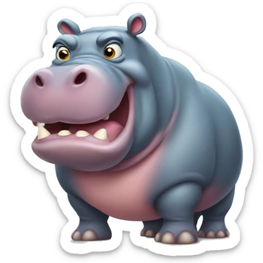 angry fat hippo sticker