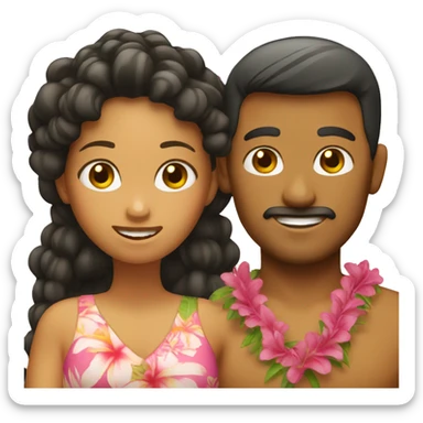 hawaiian couple sticker