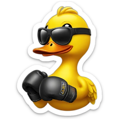 yellow duck with boxing gloves sticker