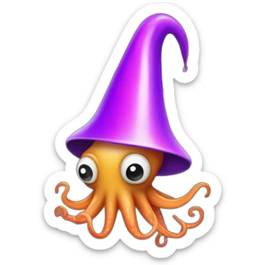 squid wearing a party hat sticker